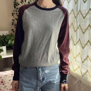 Goodfellow Gray Red Blue Colorblock Sweater